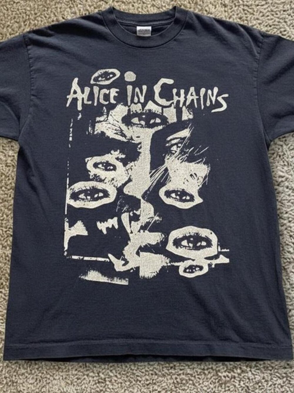 Alice In Chains Vintage Band Graphic Tee Black Shirt